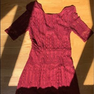 Red laced juniors dress.